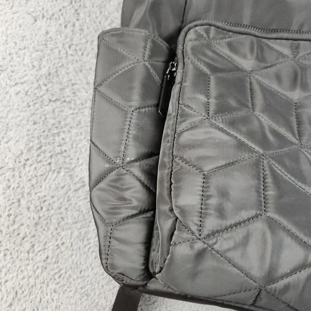 Steve‎ Madden Backpack Large Black Quilted Nylon Travel Bag Diaperbag 16